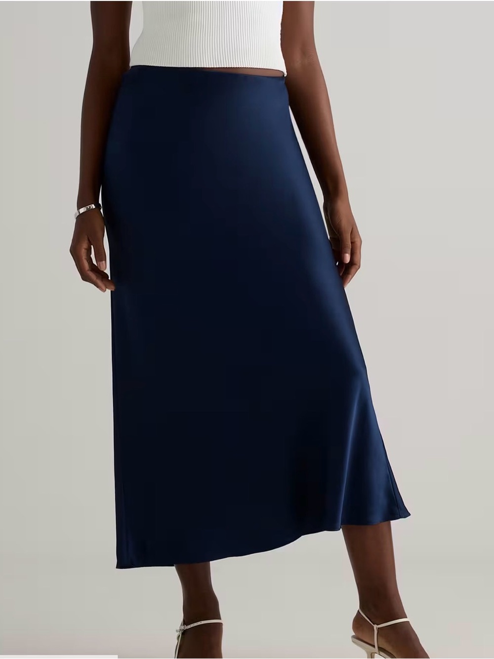 Quince 100% Washable Silk Maxi Skirt Navy